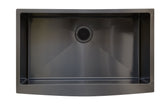 33" Kitchen Gunmetal Black Stainless Steel Undermount Single Farm Sink